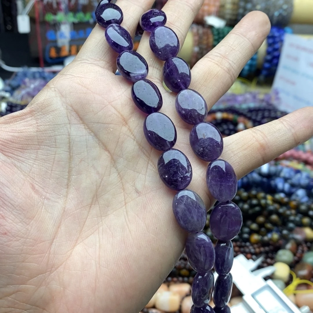 玛瑙/玉髓未镶嵌珠宝半成品一条12×16梦幻紫晶蛋形A50