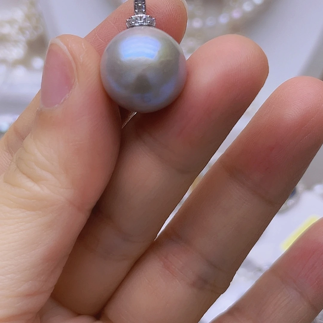 淡水珍珠银S925镶嵌吊坠或者耳钉