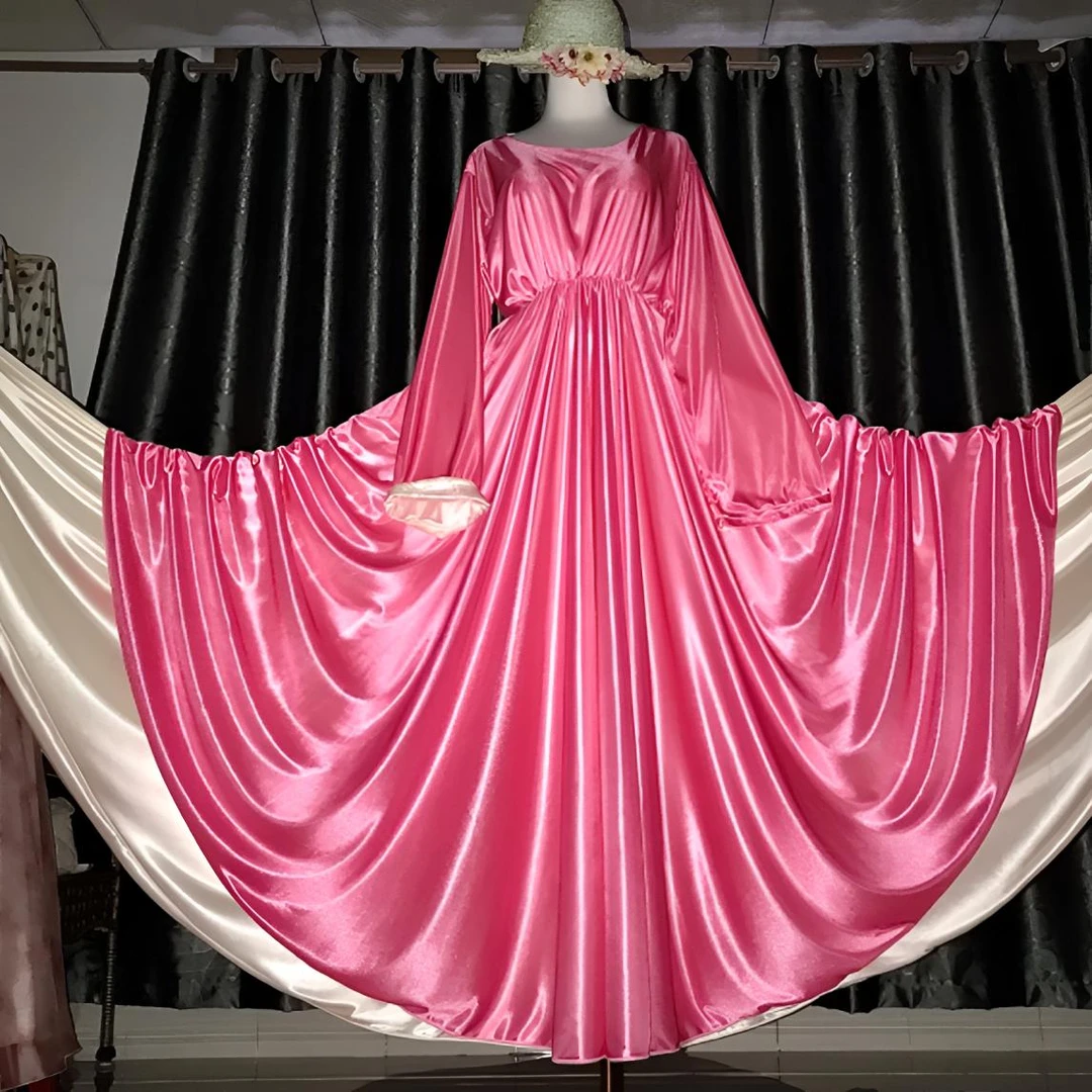 双层双色两面穿8-10米丝滑大摆连衣裙气质温柔风清新法式浪漫百搭