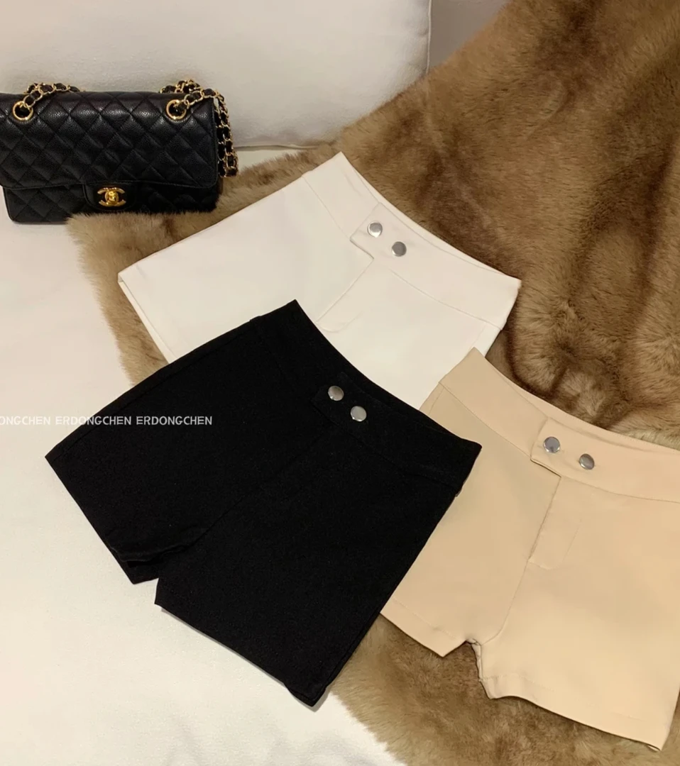 不冷BULENG 百搭神裤 高弹两粒扣短裤高腰A字休闲裤