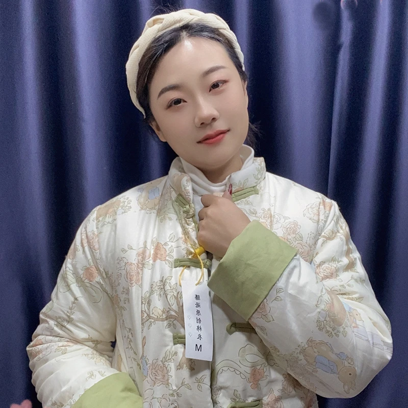 【滕逊原创】冬季加厚纯手工棉花衣棉袄中式盘扣棉服外翻袖口内搭