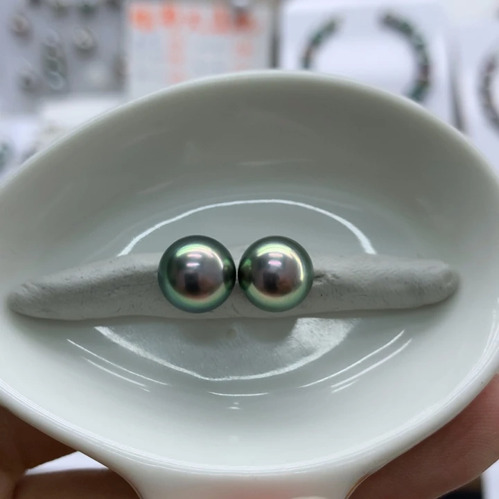 海水珍珠裸珠荧光果绿带粉心可做素钉