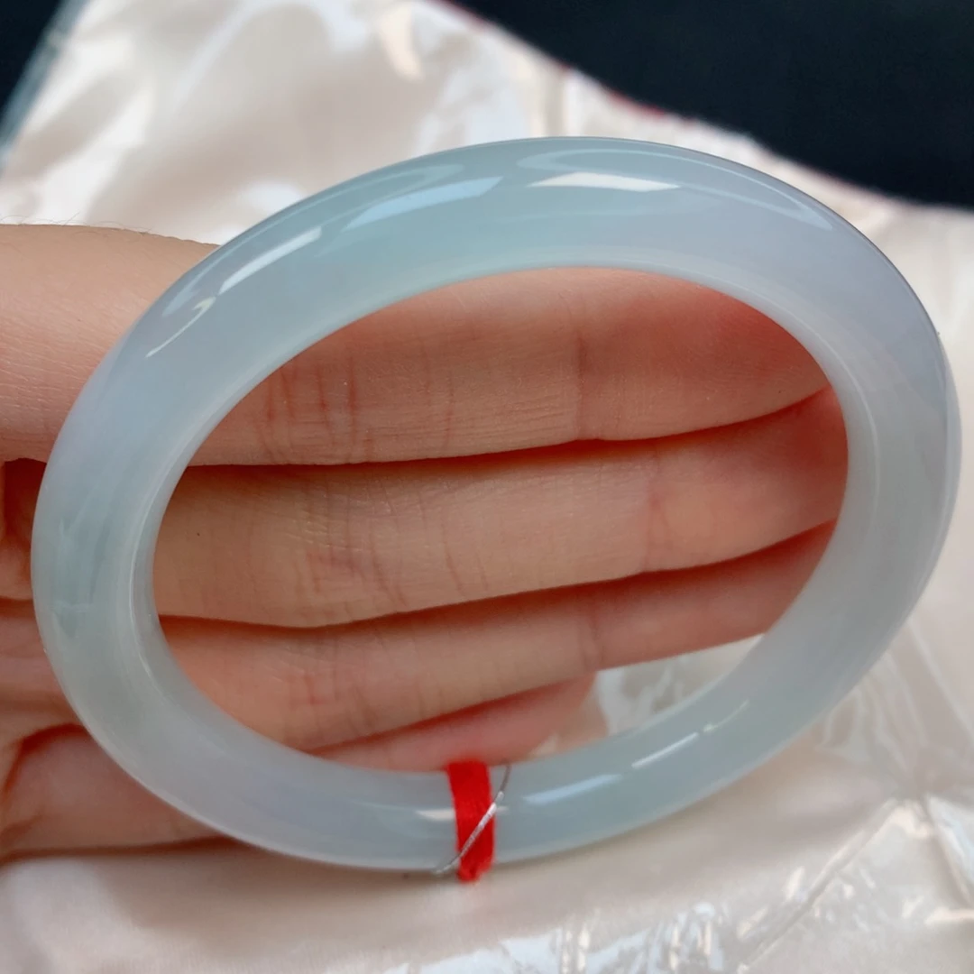 未镶嵌手镯翡翠53.5美人条，糯冰起光淡晴底，细纹，022