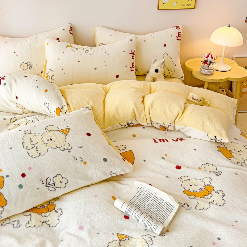 YC 9081 牛奶绒印花四件套 小泰迪