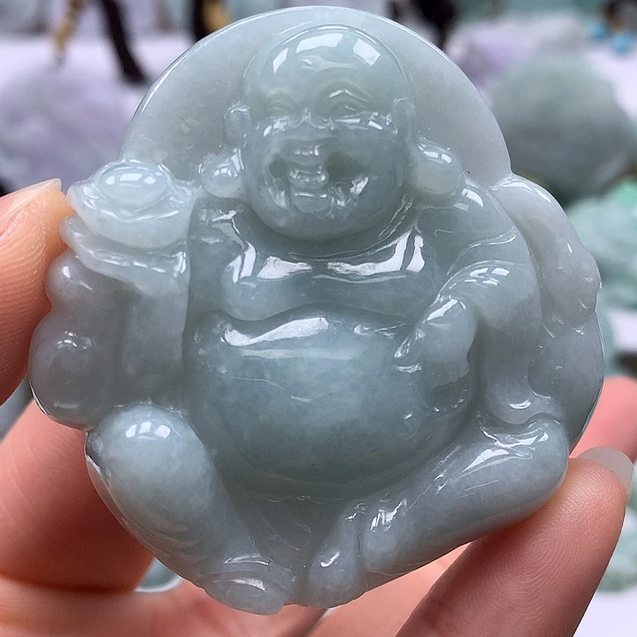 翡翠未镶嵌颈饰逍遥佛福利卡厚10