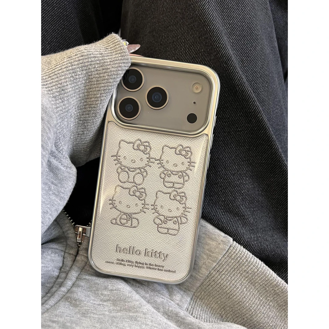 甜酷风电镀滴胶Kitty猫适用苹果17promax手机壳iphone16新款15新