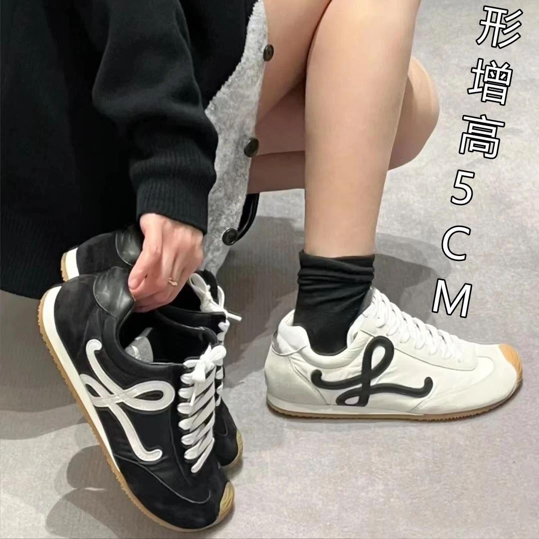 杨幂同款内增高德训鞋女阿甘鞋2025春夏新款真皮休闲运动鞋小白鞋