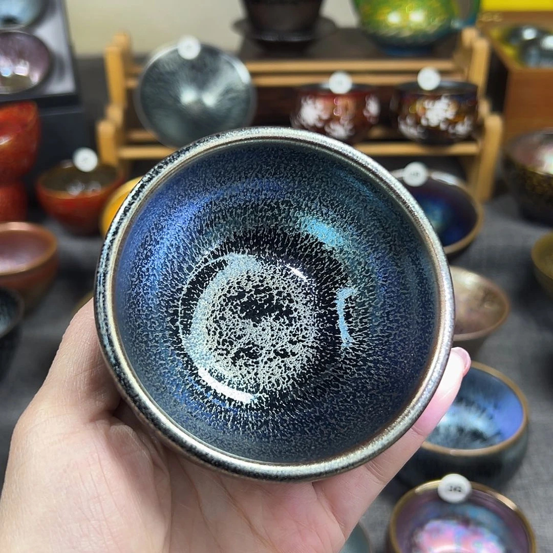 茶盏蓝麒麟波体手工