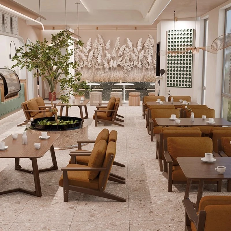 接待休闲区咖啡厅售楼复古酒店大堂会客民宿茶几单人双人茶几组合
