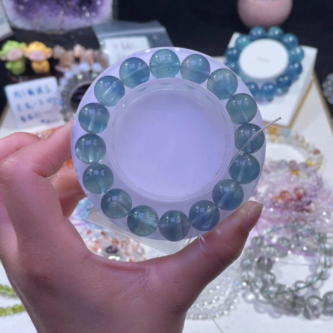 未镶嵌手链水晶拉丝蓝萤石12+