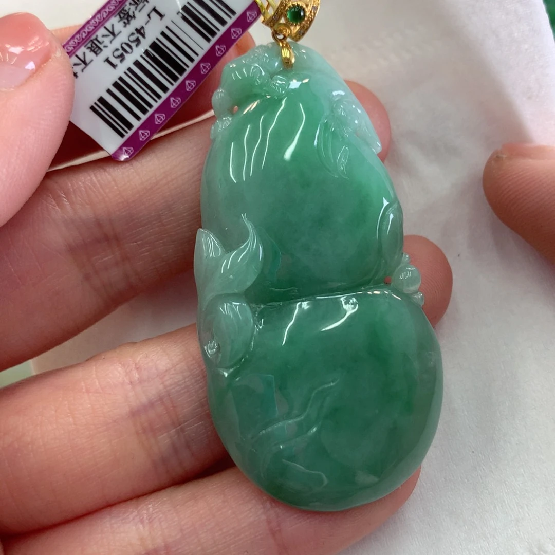 翡翠吊坠(不含链)18K金镶嵌