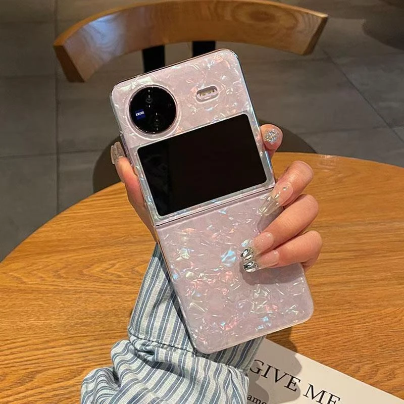 适用于vivo xflip手机壳高级感贝壳纹女款简约轻奢小折叠全包防摔