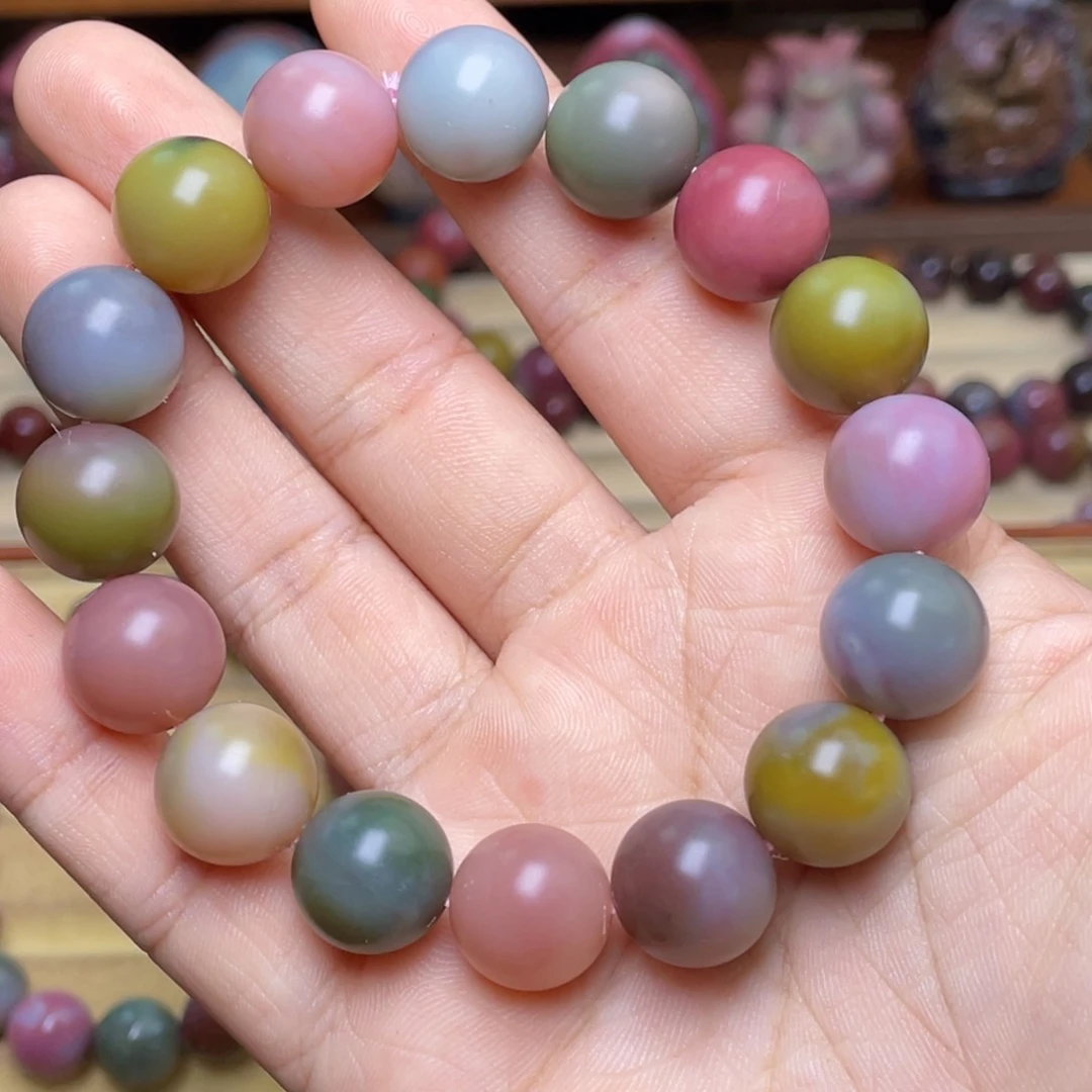 青***草玛瑙/玉髓未镶嵌珠宝半成品盐源玛瑙福利手串