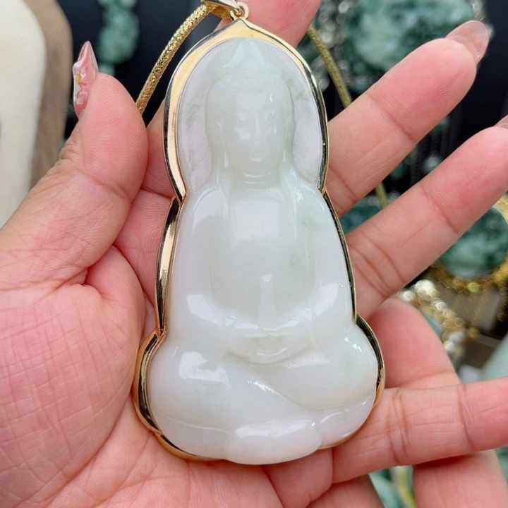 幸****透闪石-蛇纹石玉银S925镶嵌颈饰