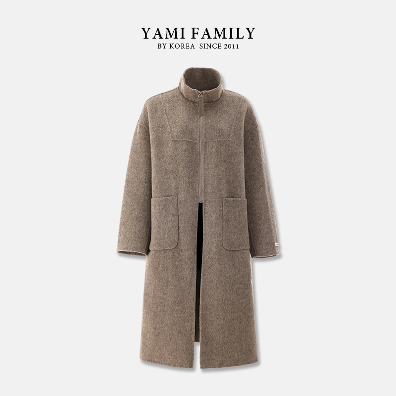 大连亚美 YM 963 经典翻领秋冬时尚中长款气质双面羊毛大衣【雪】