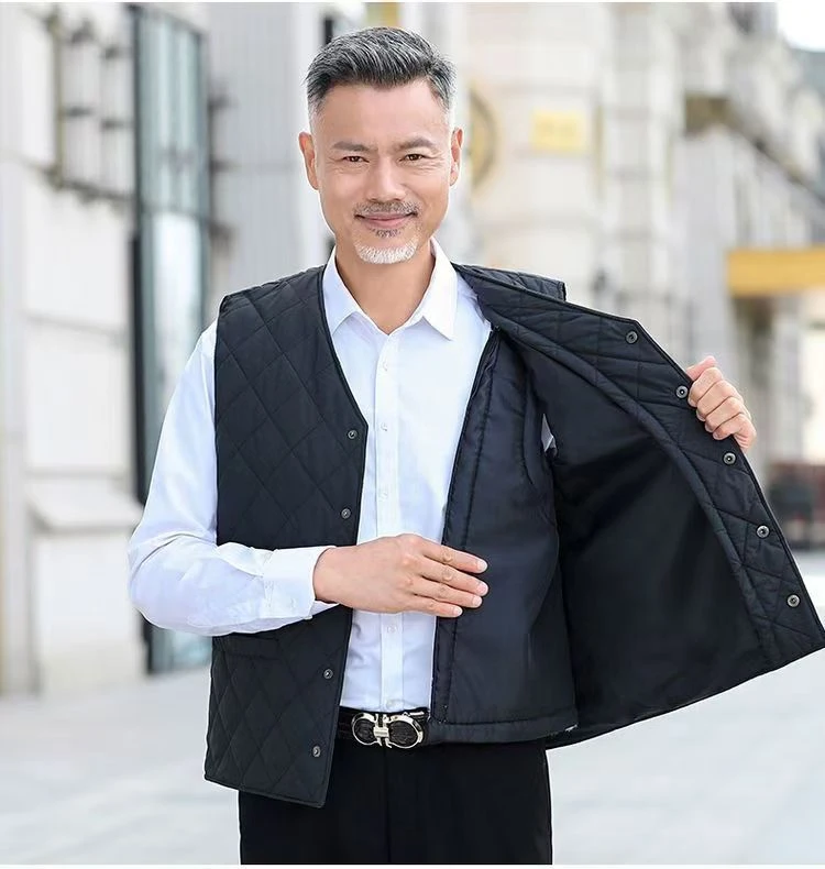 男格春秋冬季御寒马甲可拆卸羊毛坎肩加肥马甲保暖加厚可拆卸马甲