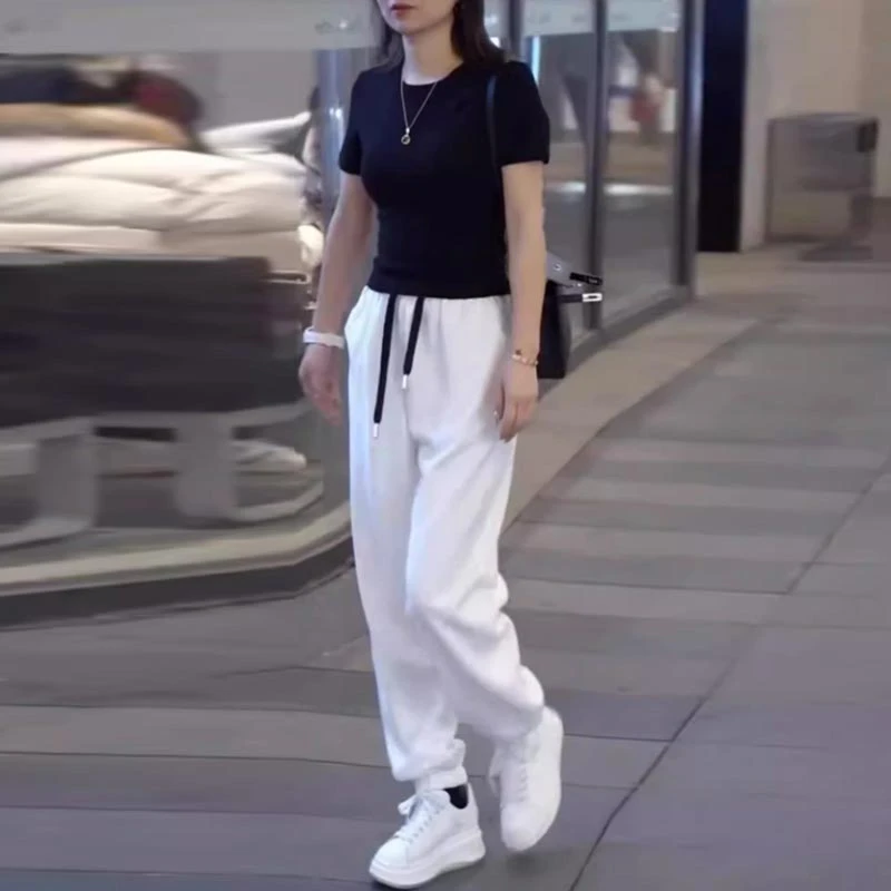 香朵儿高腰显瘦流行时尚女装运动裤2025夏季新款欧若动感风休闲裤