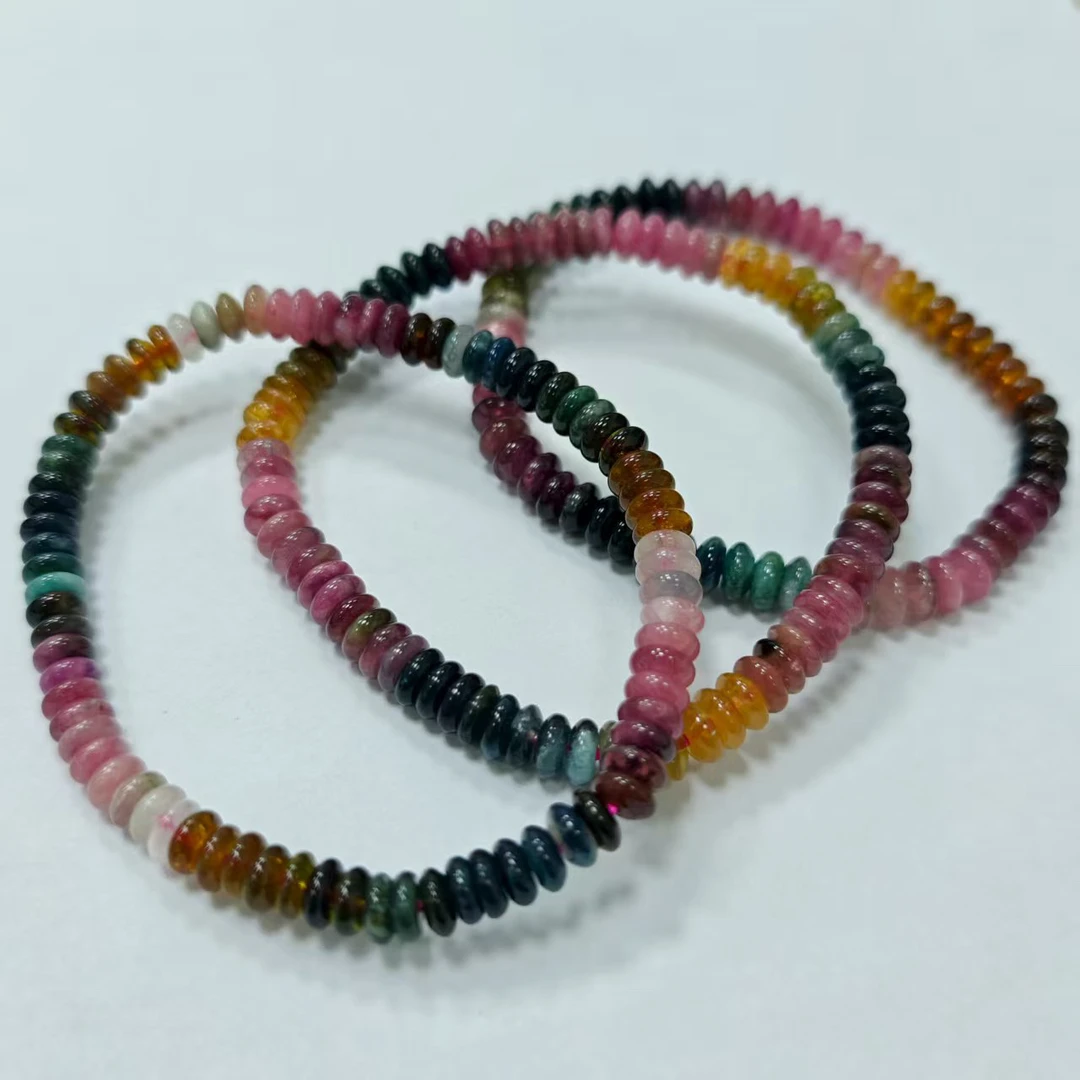 【书记甄选】天然碧玺药片珠单圈手链 多样性发一件 约5mm 177LA