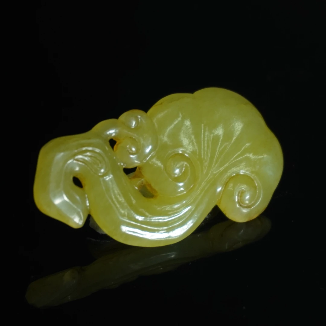 清代和田黄玉灵芝佩/354159/收藏/传承/【友谊文物商店】