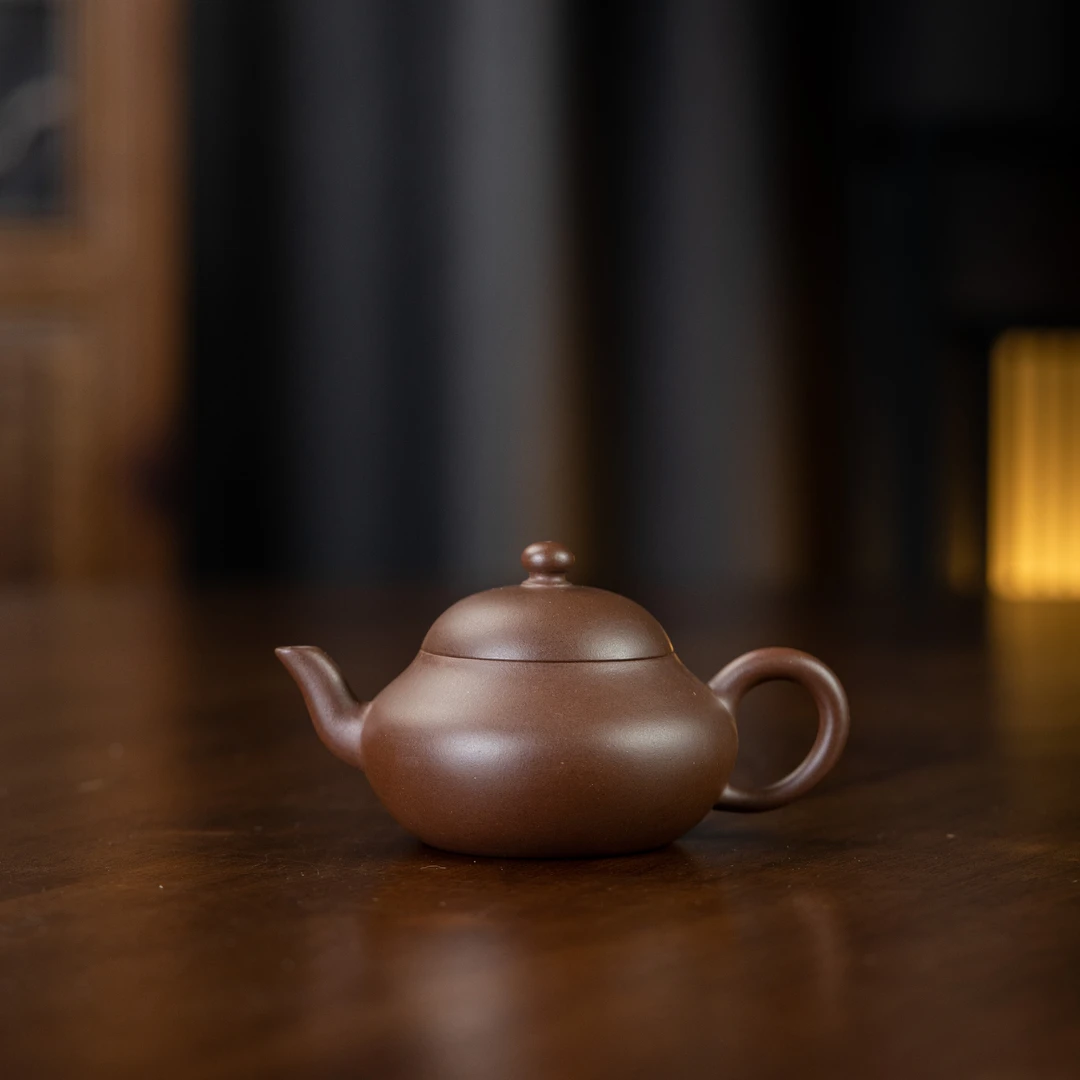 珽珽茶器【百年福记·古砂素影系列】大彬梨 紫泥 130cc 家用紫砂壶