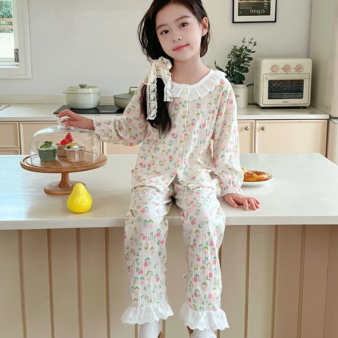 【7a抗菌弹力棉纱】儿童夏季新款宝宝睡衣升级棉纱亲子家居服睡l