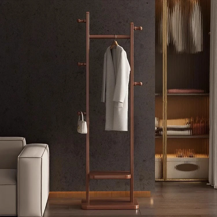 衣架落地卧室家用客厅挂衣架实木晾衣架衣帽架简易中古收纳衣服架