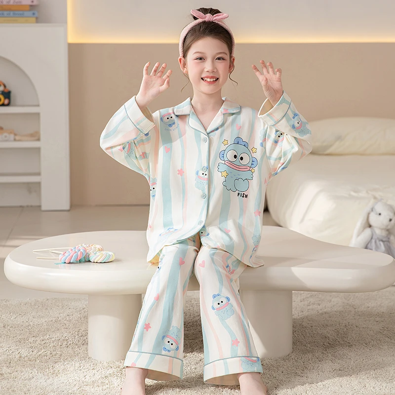 睡衣女童100%纯棉长袖春秋季中大童可爱公主风11岁女孩家居服套装