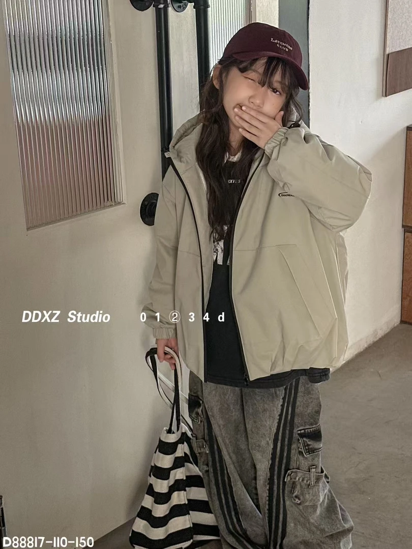 DDXZ  2025冬季儿童韩系潮流时尚刺绣加绒外套  D88817