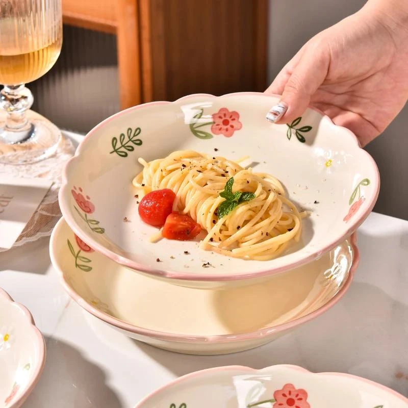 晴天7英寸陶瓷盘子家用菜盘2025新款深盘釉下彩餐具菜碟炒菜餐盘