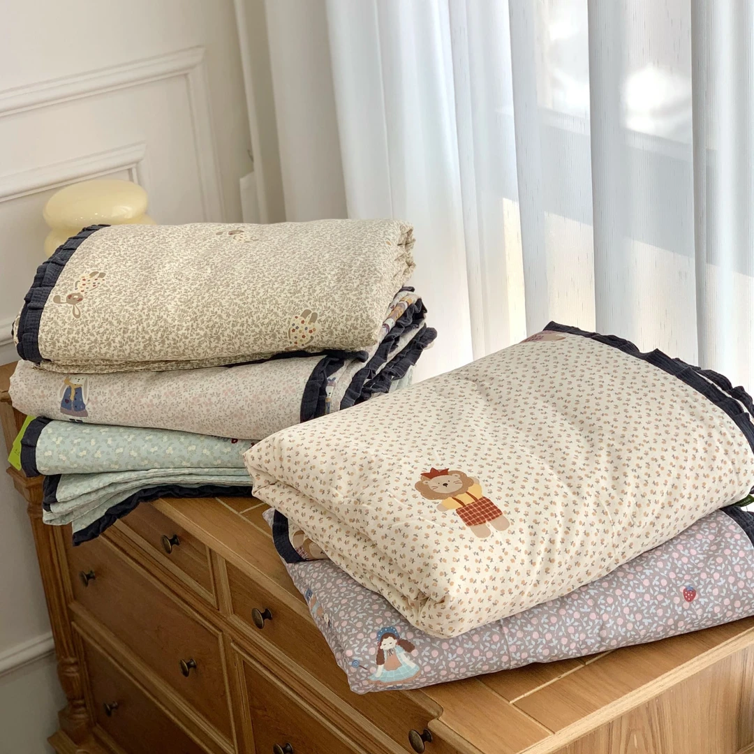 【MJ】花边全棉双层纱蚕丝夏被空调被纯棉被芯夏季可机洗薄被子