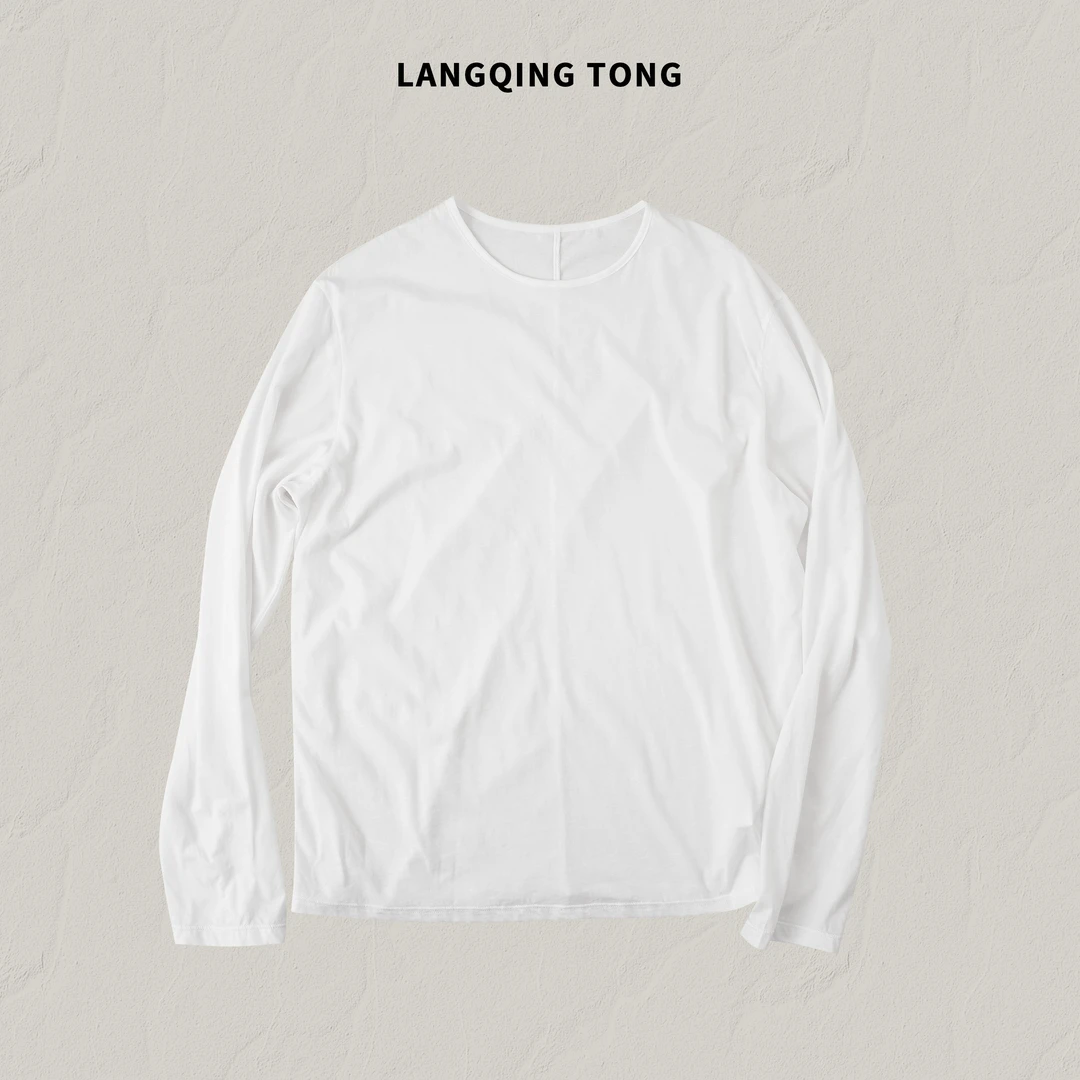 LANGQING 长绒棉舒适打底圆领长袖休闲T恤46860#