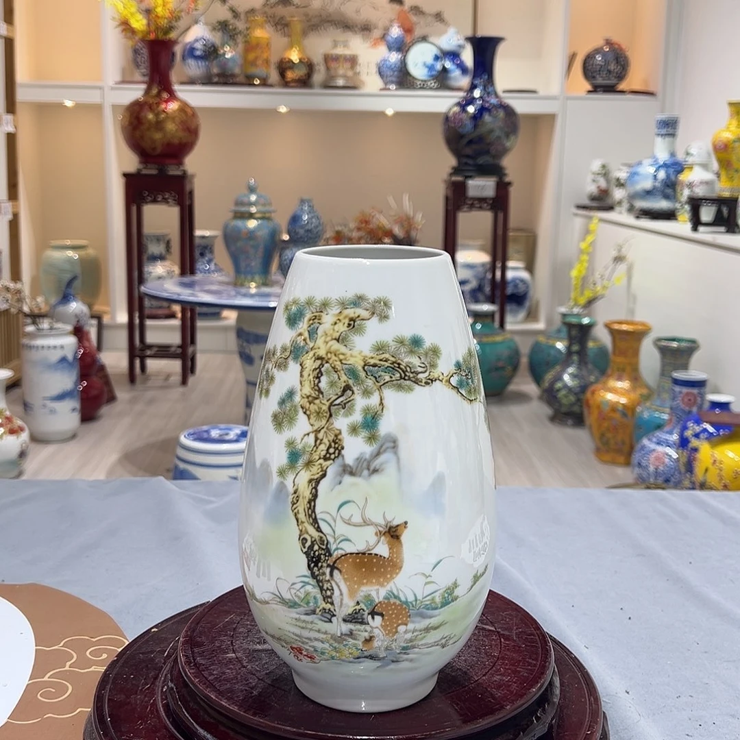 陶摆件23cm福禄双全花插