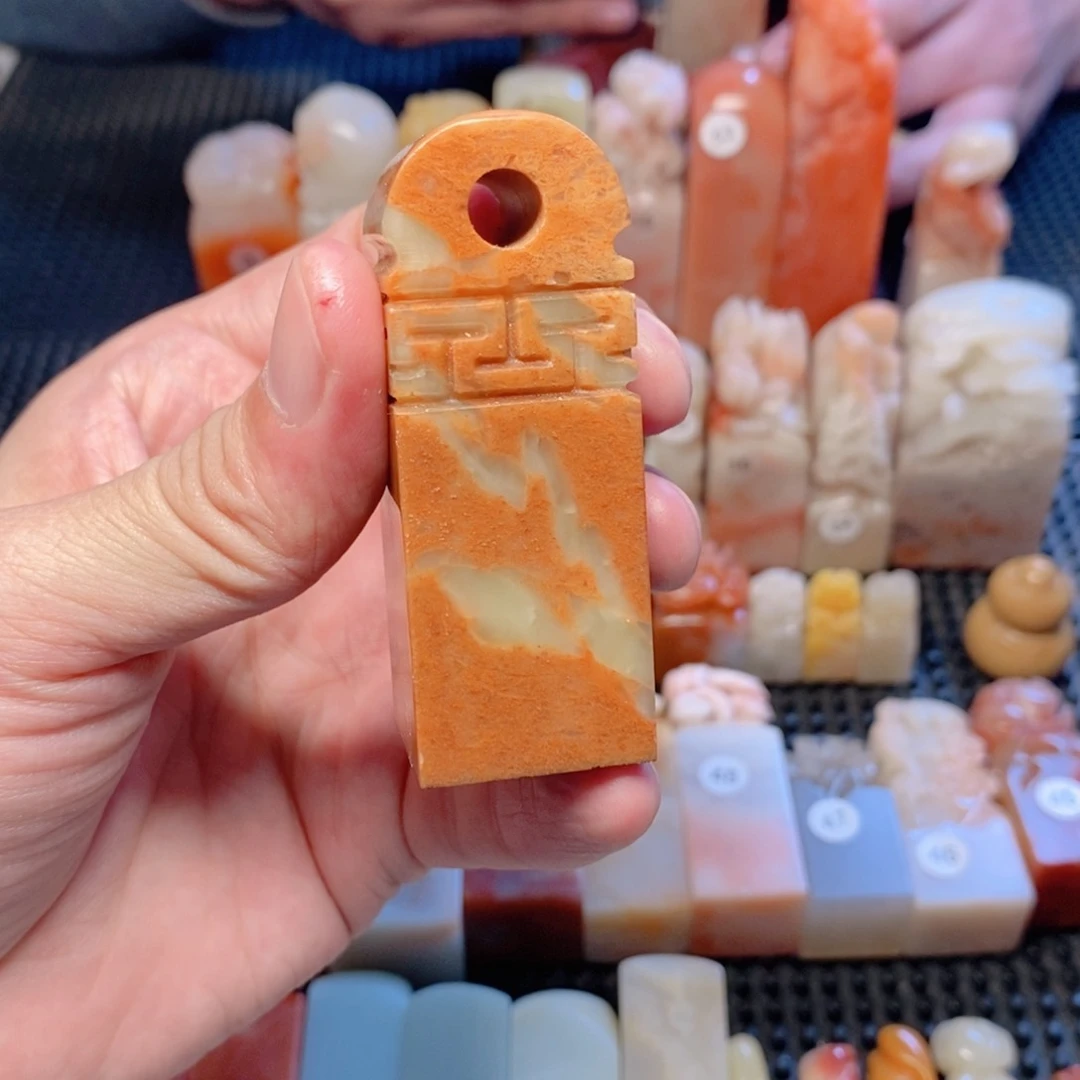 寿山石印石博古瓦扭印章2.5*2.5包刻字