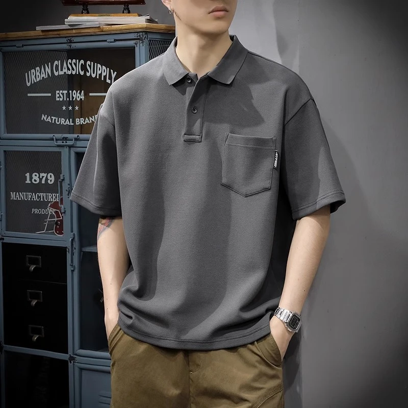 潮龛夏季潮牌美式2025Polo衫男士短袖T恤痞帅新款口袋半袖衫