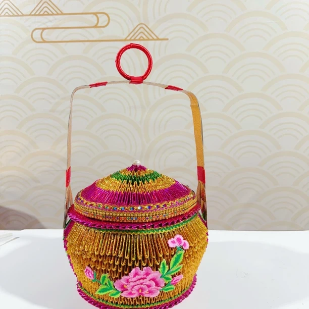 中秋赏月【潮汕花篮】材料包半成品需自折自粘含视频教程 高48.宽26