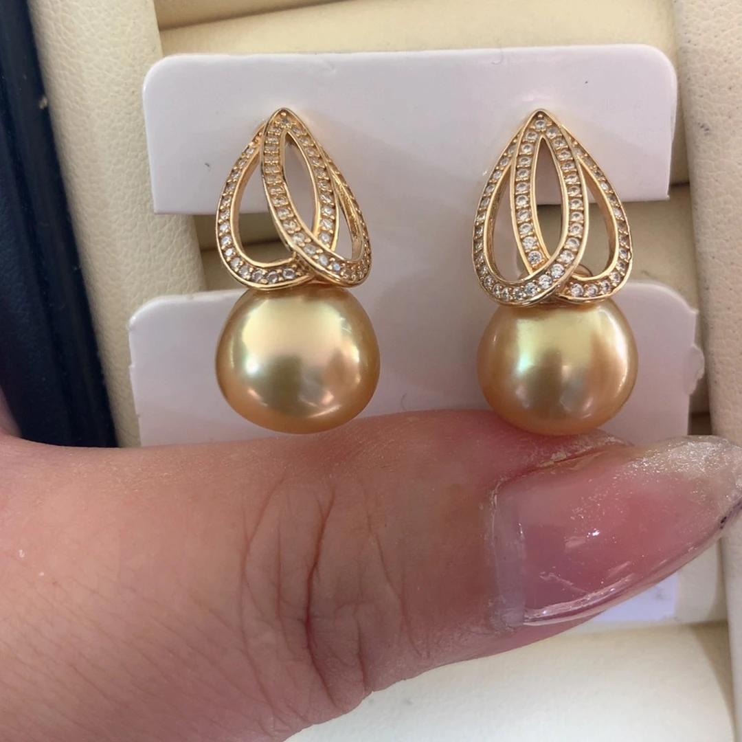 银S925镶嵌海水珍珠耳饰