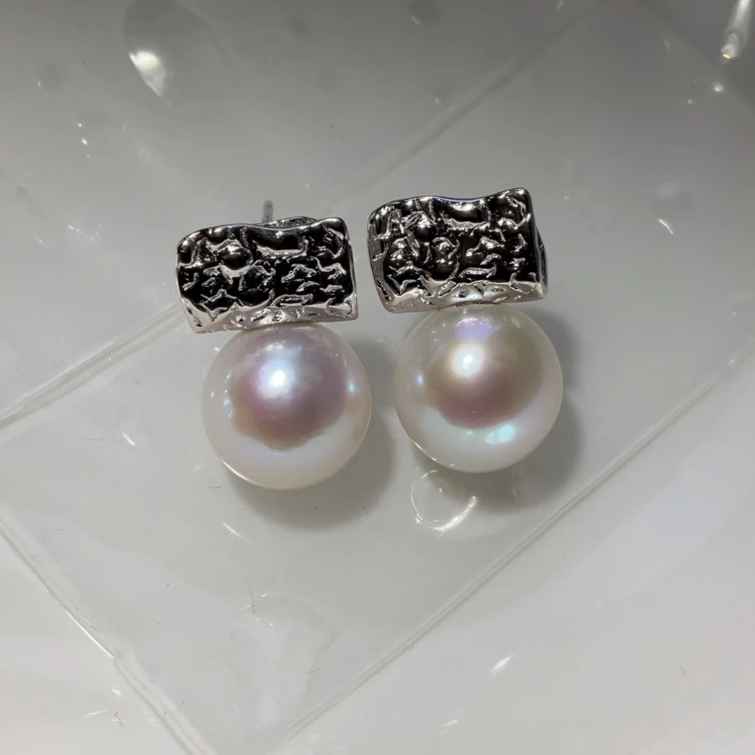 银S925镶嵌耳饰海水珍珠
