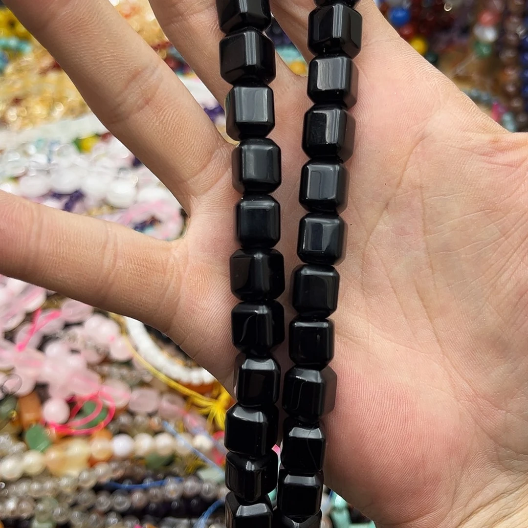 玛瑙/玉髓未镶嵌珠宝半成品k10*12黑玛瑙方糖