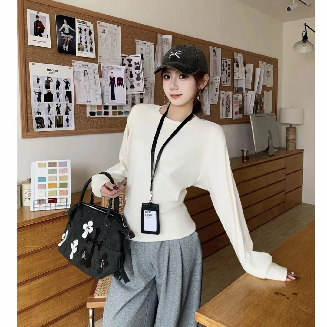 【运补3-5】磨毛绒新款加厚纯色休闲宽松蝙蝠袖打底收腰显瘦上衣女