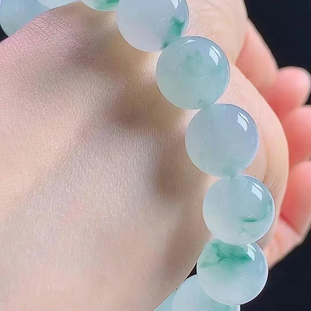 12颗翡翠圆珠14mm定制穿绳