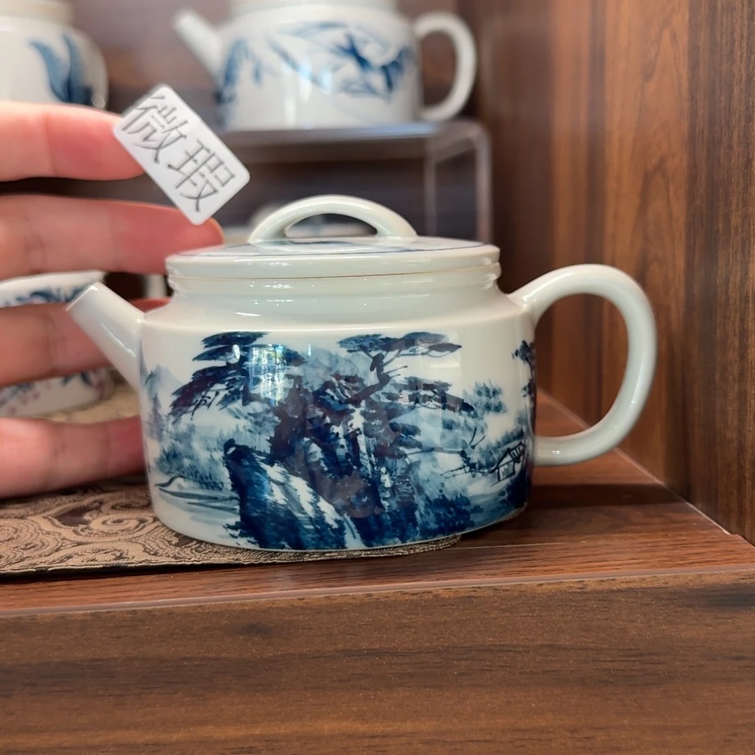 釉下手绘茶具微瑕