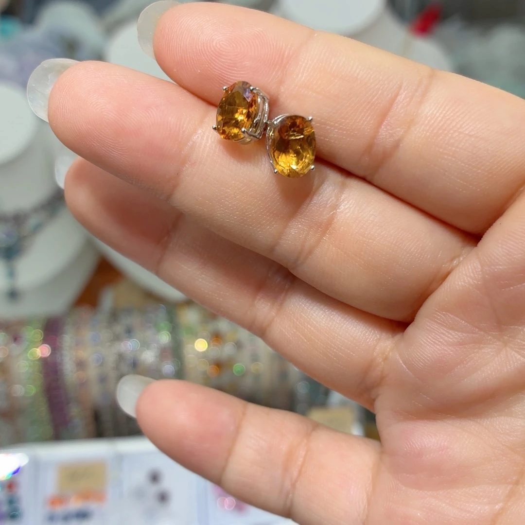 银S925镶嵌耳饰黄晶