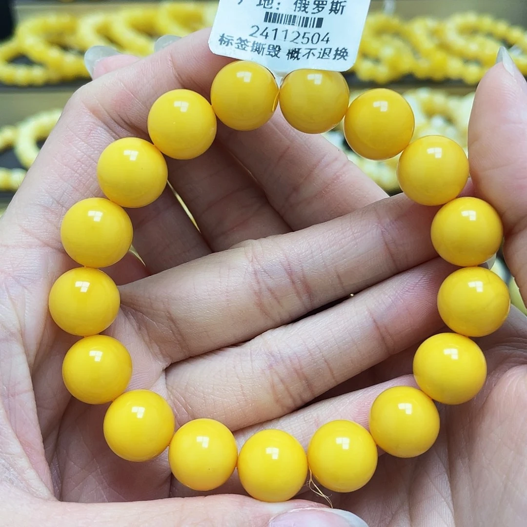 未镶嵌琥珀裸石11.5mm氧化款圆珠手串微瑕