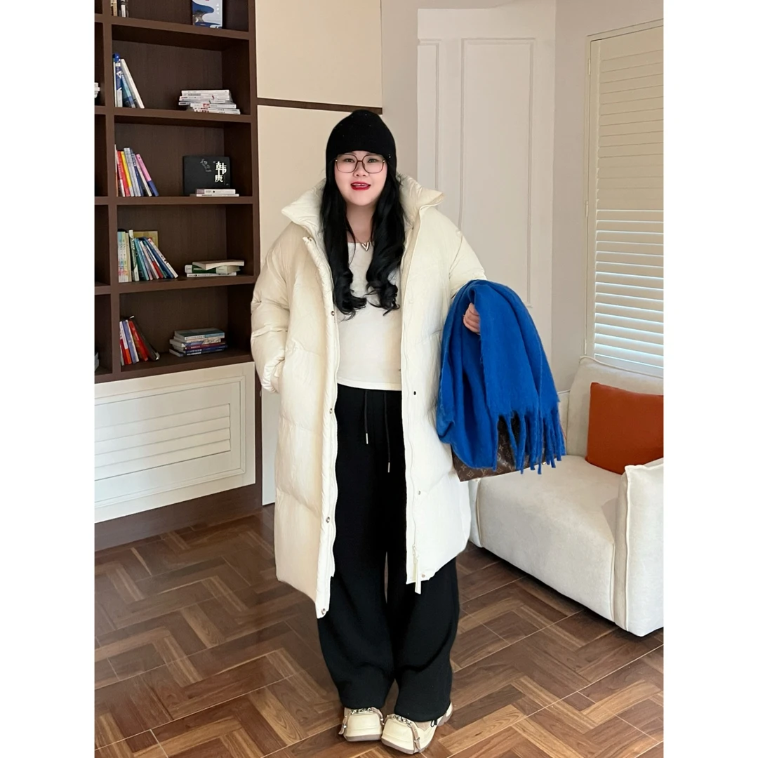 花契“爱尔兰雪”大码女装冬季百搭胖mm-90白鸭绒泡芙羽绒服15098-X