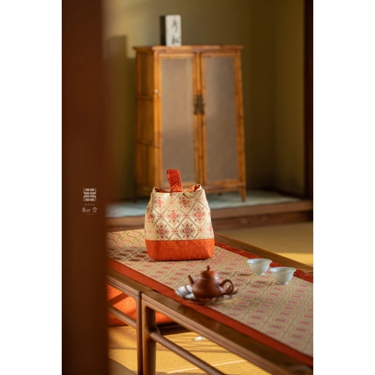 知舍·如意菱纹锦壶袋新中式复古收纳主人杯茶具布艺