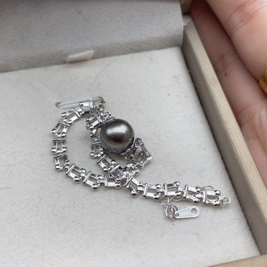 银S925镶嵌海水珍珠手链C147