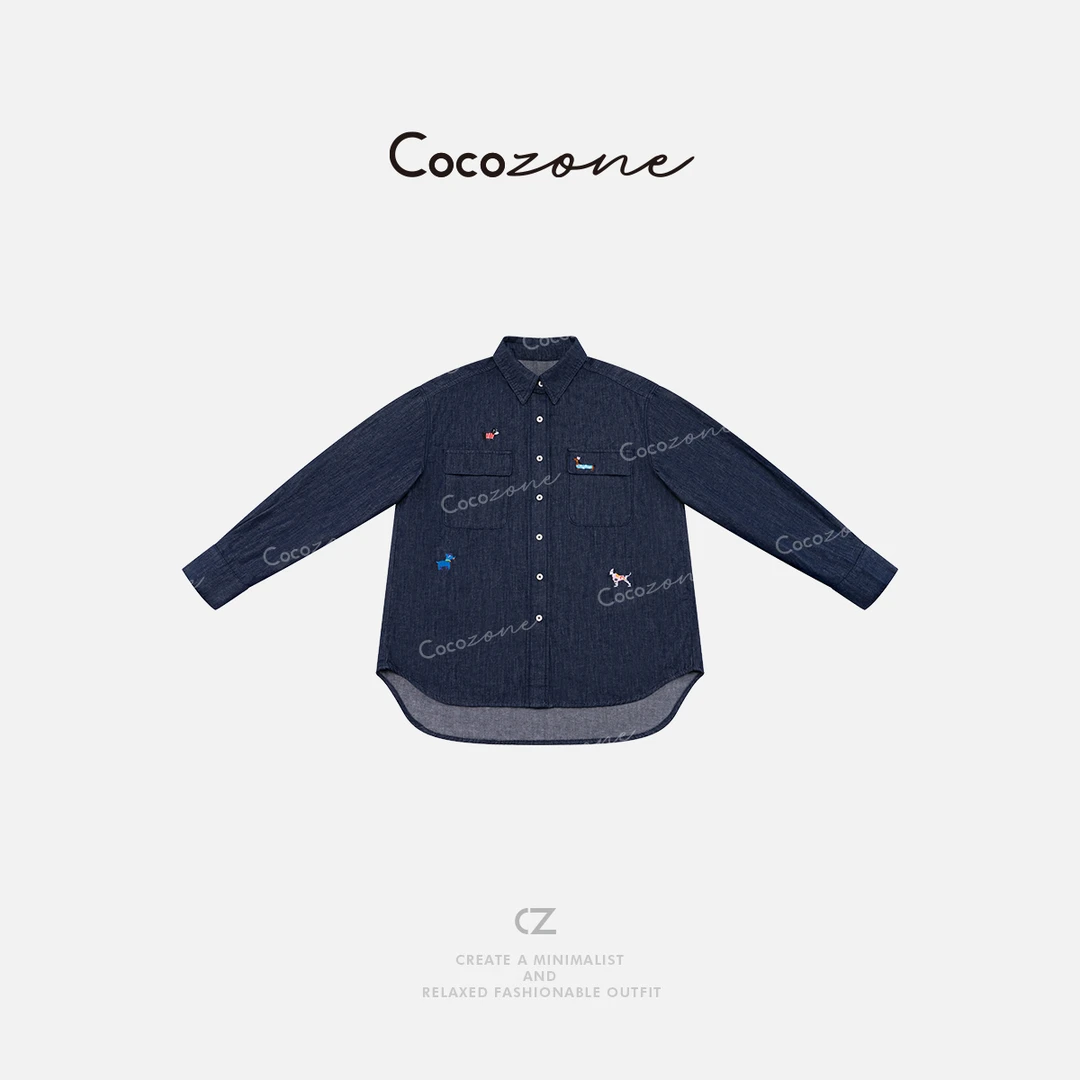 COCO ZONE 刘一一【棉汉麻混纺】复古刺绣百搭衬衫外套女CD2A0633