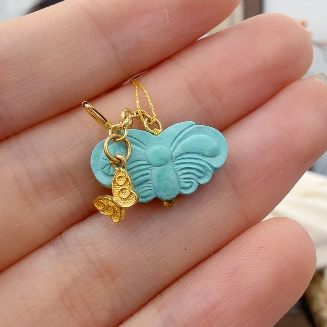 绿松石18K金镶嵌珠宝半成品