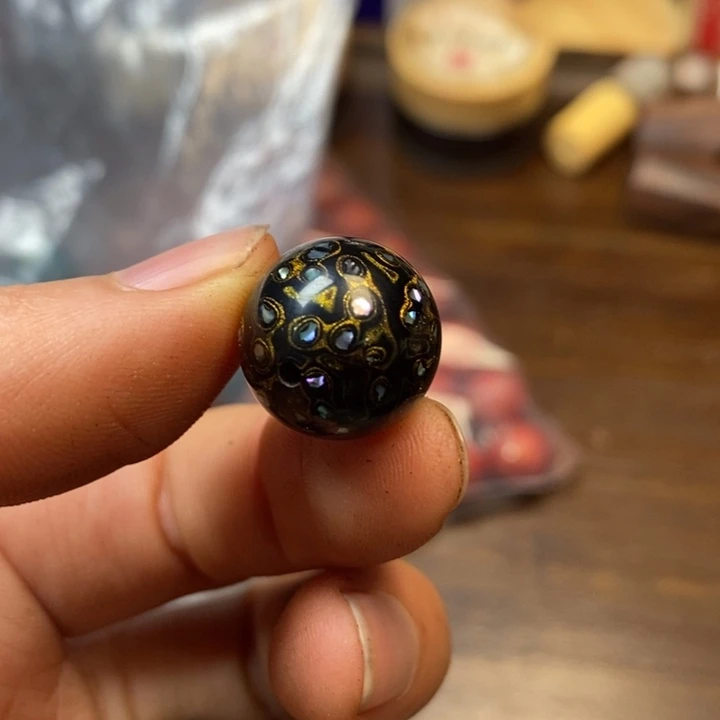 大漆工艺品散珠1.5黑金luodian