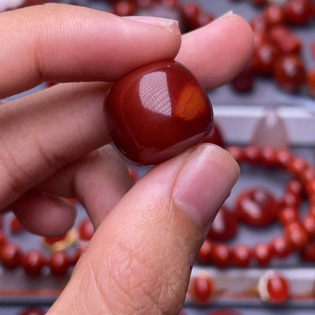 南红玛瑙未镶嵌其他全品原矿）18mm瓦西双色老型单珠
